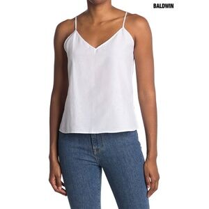 BALDWIN WOMEN NWT QUINN SLEEVELESS COTTON/SILK OPTIC WHITE TANK TOP. SIZE M